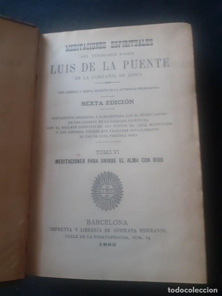 Libros antiguos: libro de 1892 Meditaciones de Luis La Puente - Foto 2
