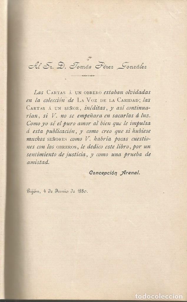 Libros antiguos: CARTAS A UN OBRERO - CONCEPCION ARENAL - Foto 4