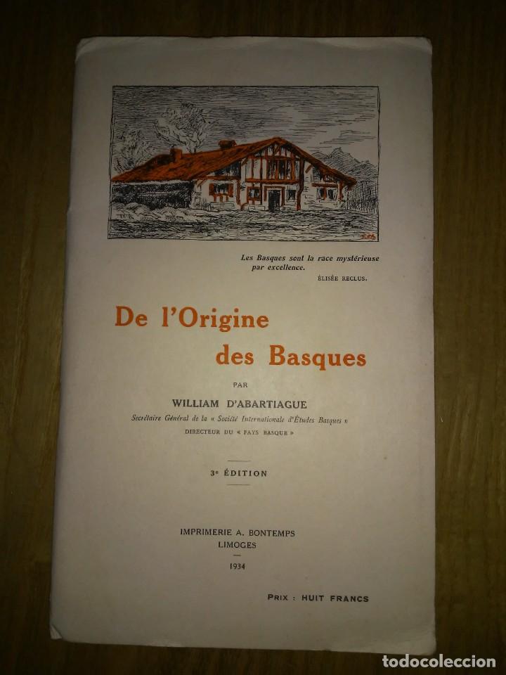Antiquarische B&uuml;cher: Wiliam D&rsquo;Abartiague. De l&rsquo;Origine des Basques. El origen de los vascos.