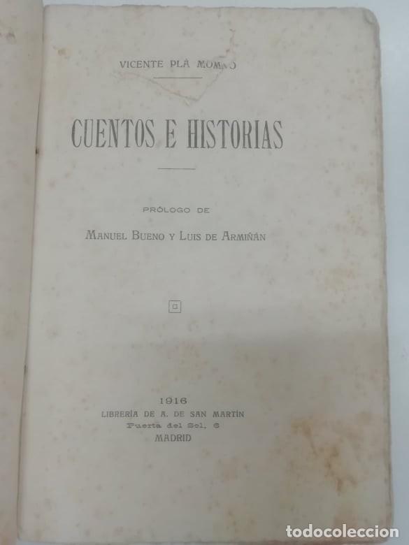 Libros antiguos: Cuentos e historias. Vicente Pla Mompo. 1916 - Foto 3