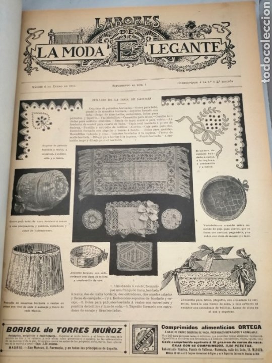 Libros antiguos: HOJAS DE LABORES DE MANUAL DE LA MODA ELEGANTE, AÑOS 1915 A 1921 (RETAPADAS EN 2 TOMOS) - Foto 3 - 296562243