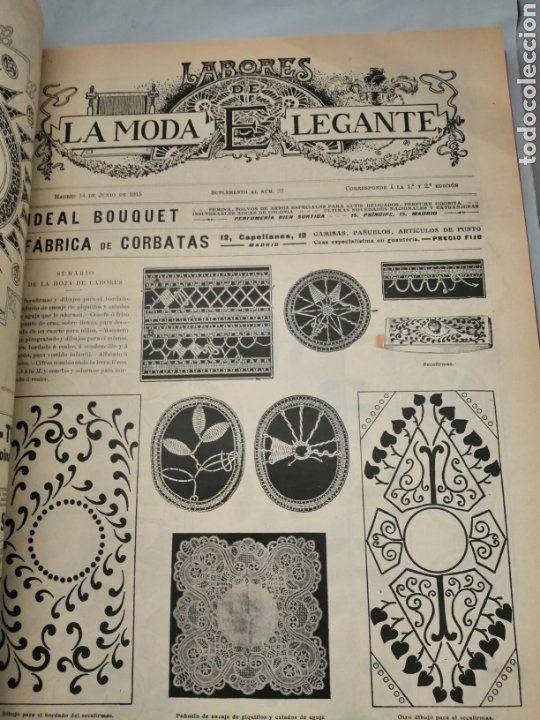 Libros antiguos: HOJAS DE LABORES DE MANUAL DE LA MODA ELEGANTE, AÑOS 1915 A 1921 (RETAPADAS EN 2 TOMOS) - Foto 6 - 296562243