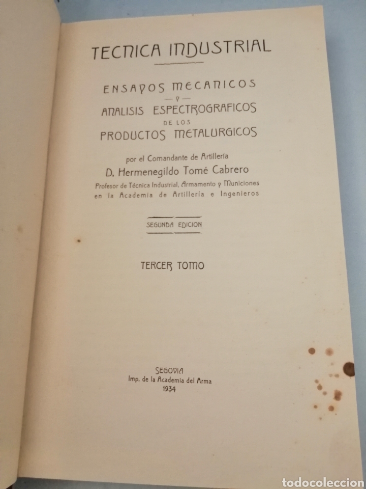 Libros antiguos: T&Eacute;CNICA INDUSTRIAL, TERCER TOMO - Foto 3
