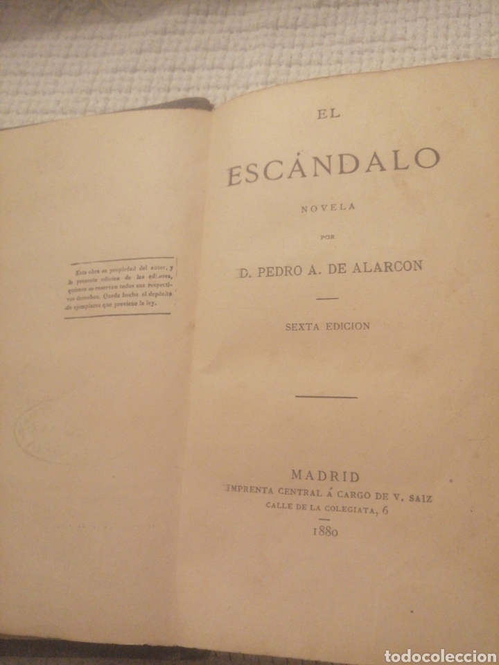 Libros antiguos: El Esc&aacute;ndalo. Novela 1880 - Foto 4