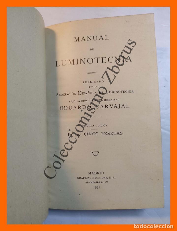 Libros antiguos: MANUAL de Luminotecnia - Foto 2