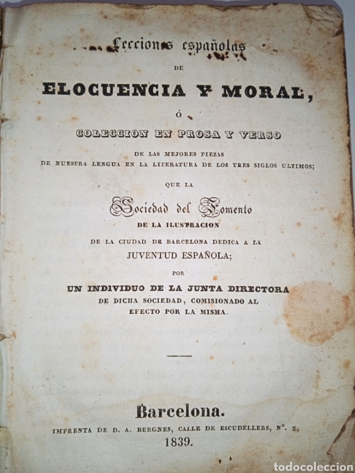 Libros antiguos: Lecciones espa&ntilde;olas de elocuencia y moral - Foto 2