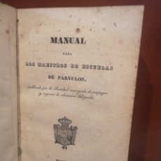 Libros antiguos: MANUAL PARA LOS MAESTROS DE PÁRVULOS. PABLO MONTESINO.. Lote 300791363