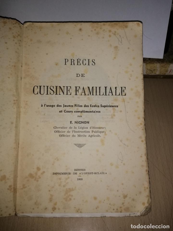 Libros antiguos: Pr&eacute;cis de cuisine familiale, E. Nignon, 1.935 - Foto 3