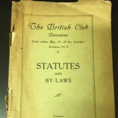Libros antiguos: ESTATUTOS THE BRITISH CLUB 1922. Lote 302437158