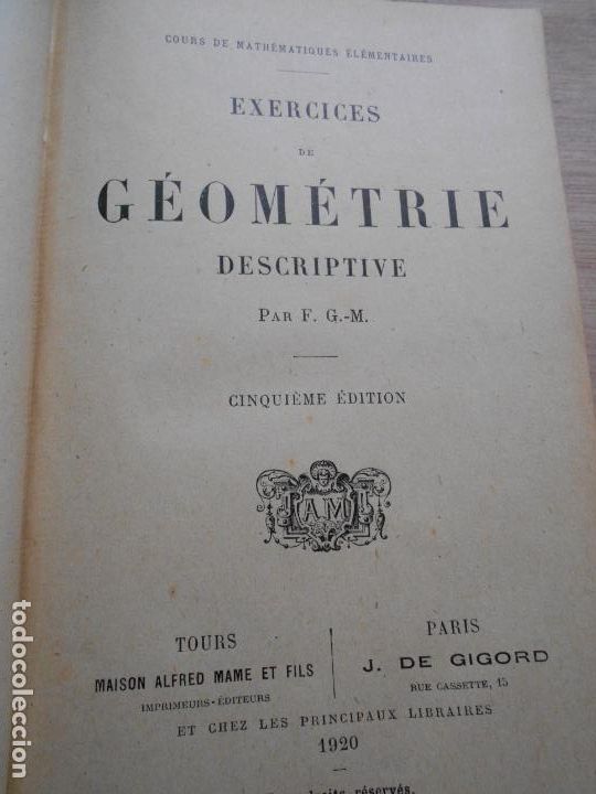 Libros antiguos: GEOMETRIE DESCRITIVE 1920 - Foto 5
