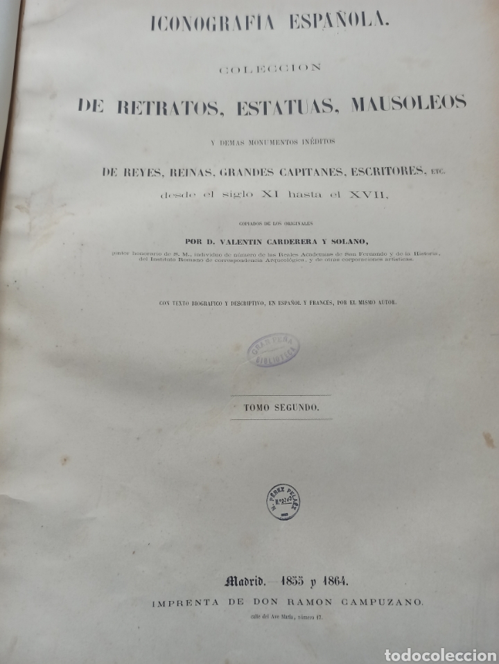 Libros antiguos: CARDERERA: ICONOGRAFIA ESPAÑOLA. COLECCION DE RETRATOS, ESTATUAS... DE REYES... 1855-64. 92 LAMINAS - Foto 20 - 303490518