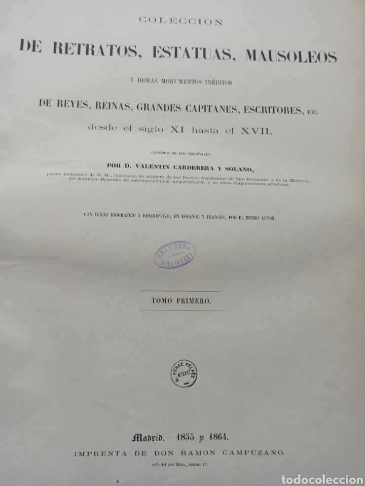 Libros antiguos: CARDERERA: ICONOGRAFIA ESPAÑOLA. COLECCION DE RETRATOS, ESTATUAS... DE REYES... 1855-64. 92 LAMINAS - Foto 1 - 303490518