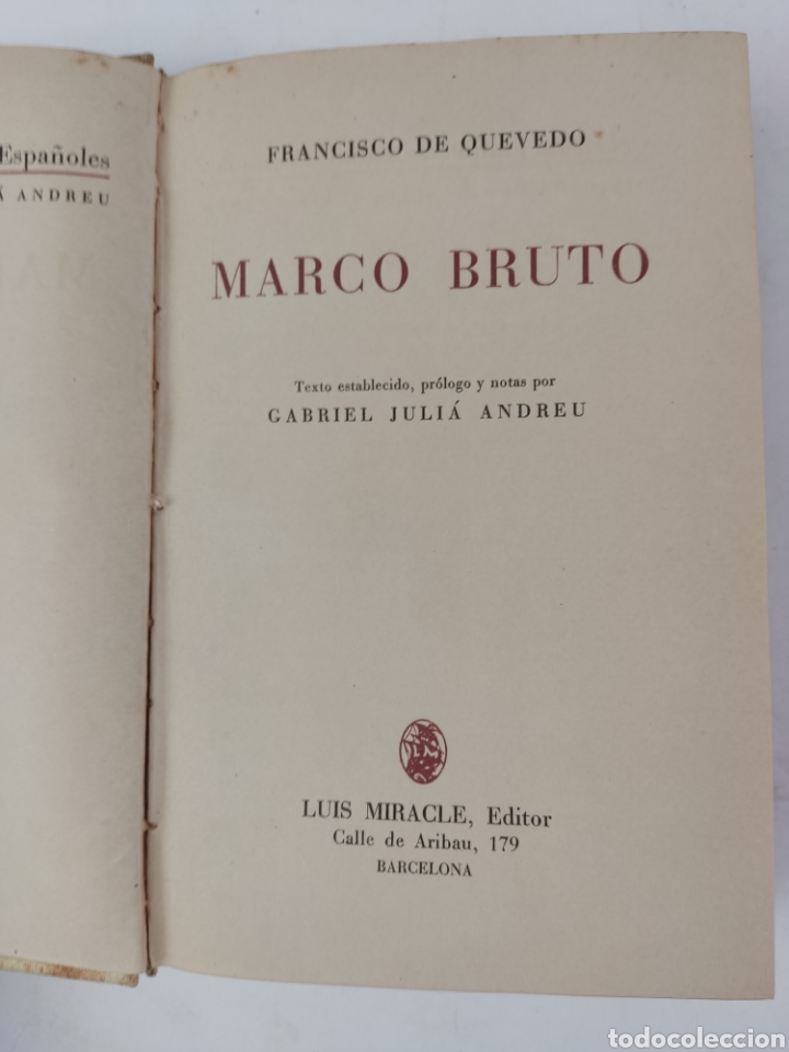 Libros antiguos: L-811 MARCO BRUTO, FRANCISCO DE QUEVEDO. 1940 - Foto 3
