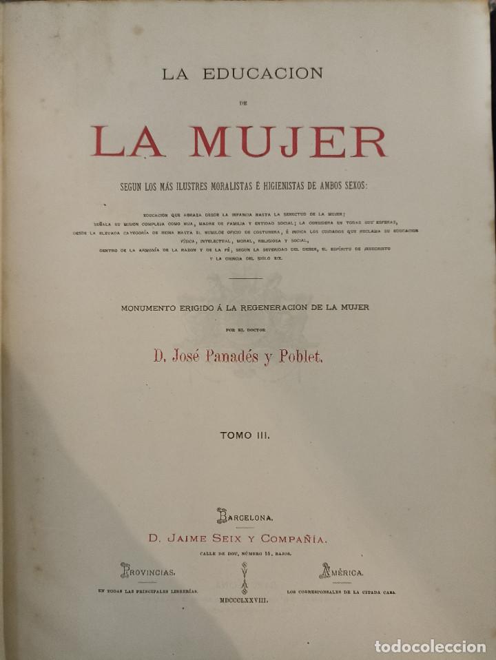 Libros antiguos: La educaci&oacute;n de la mujer Tomos 2 y 3. - Foto 2