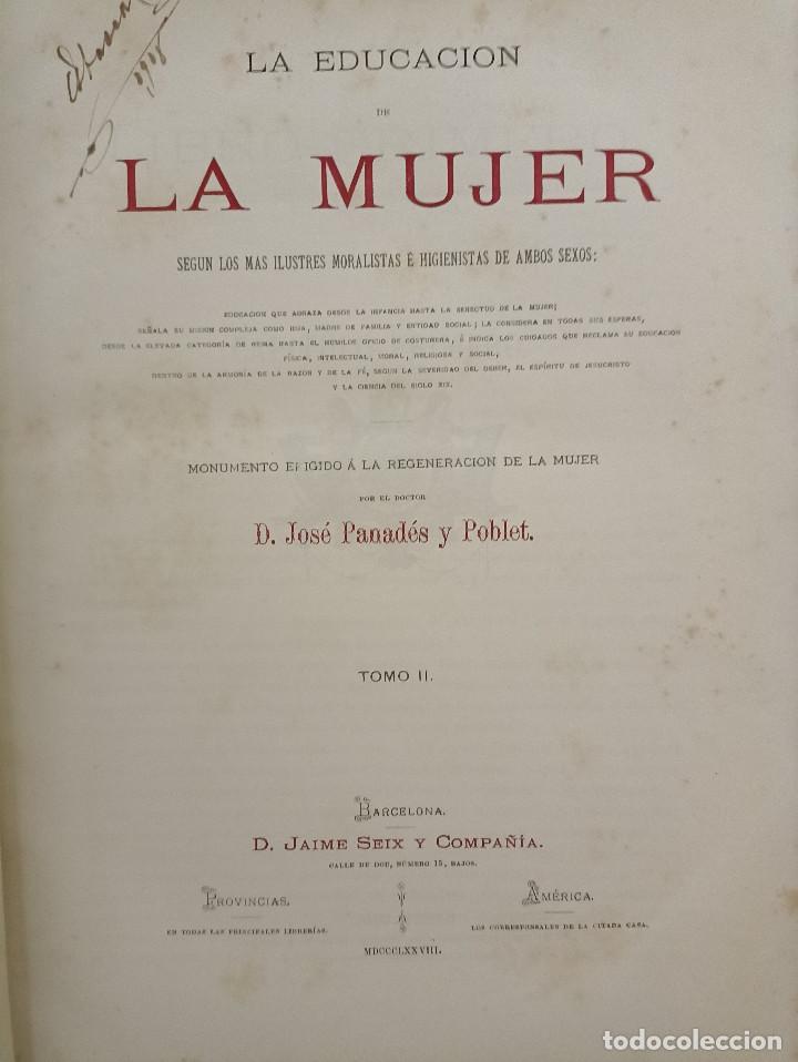 Libros antiguos: La educaci&oacute;n de la mujer Tomos 2 y 3. - Foto 6