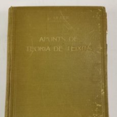 Libros antiguos: L-1520. APUNTS DE TEORIA DE TEIXITS PER J.OLLER I ESTEFA. IMPREMTA CLARASÓ, BARCELONA. 1923.