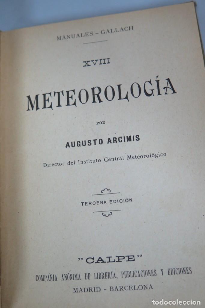 Libros antiguos: METEOROLOGIA. GALLACH - Foto 2