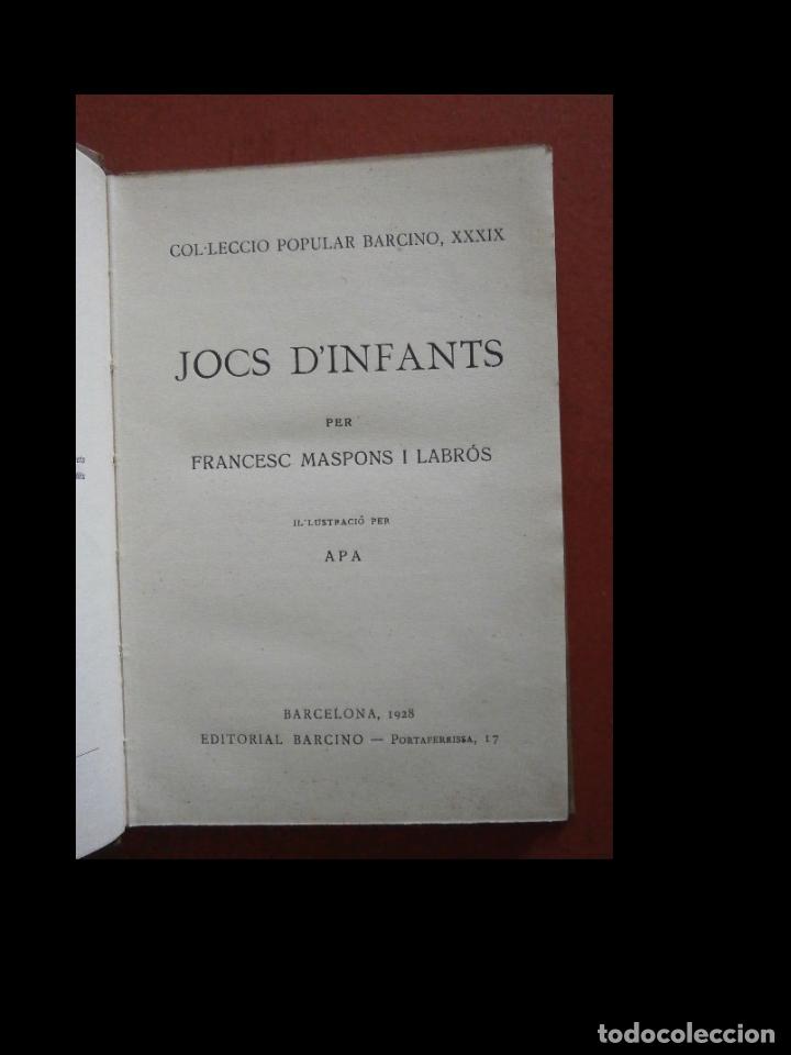 Libros antiguos: Jocs dinfants. Francesc Maspons i Labr&oacute;s - Foto 1