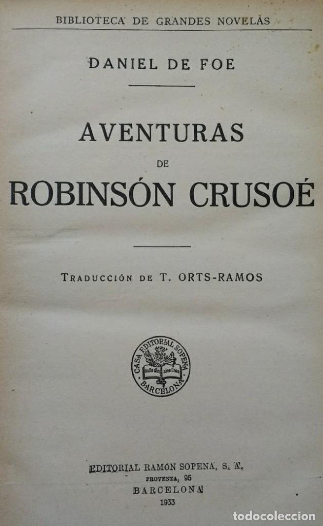 Libros antiguos: ROBINSON CRUSOE - DANIEL DE FOE - 1933. - Foto 2