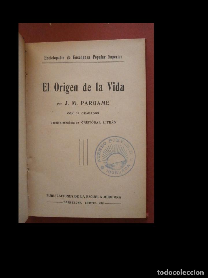 Libros antiguos: El origen de la vida. J.M. Pargame - Foto 4