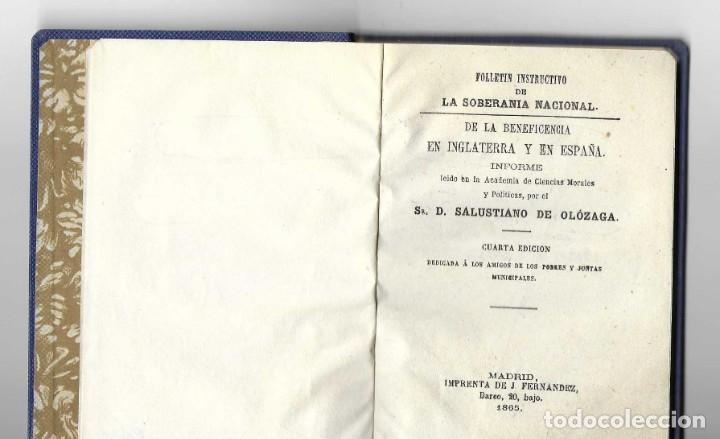 Antiquarische B&uuml;cher: De la beneficencia en Inglaterra y en Espa&ntilde;a. Salustiano de Ol&oacute;zaga 1865