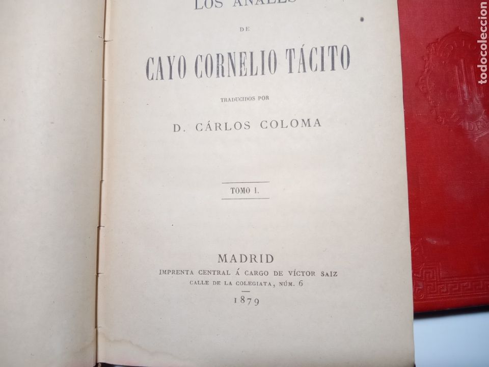 Libros antiguos: Los Anales. Cay&oacute; Cornelio T&aacute;cito. Dos tomos 1879 - Foto 2