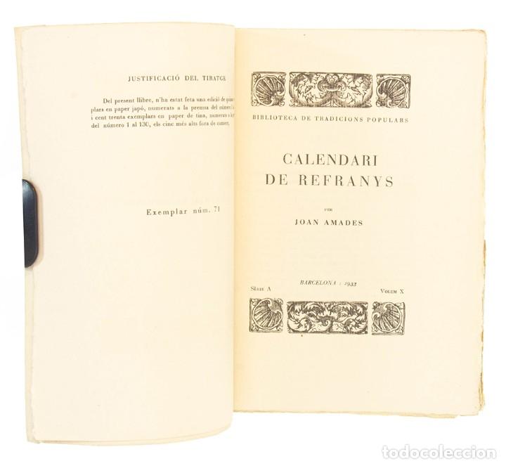 Libros antiguos: AMADES, Joan - Calendari de refranys - 1933 - NUMERAT - Foto 2