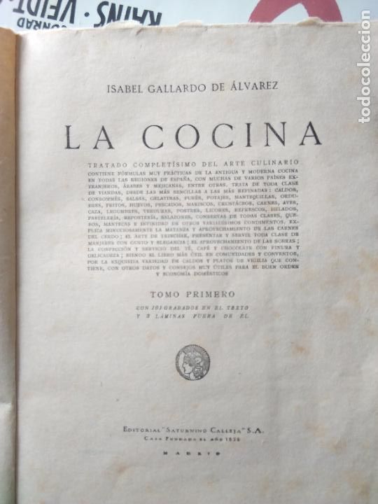 Libros antiguos: LA COCINA TOMO I 1922 - Foto 2