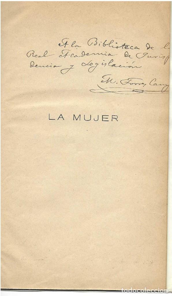 Libros antiguos: ESTUDIOS PARA LA MUJER 1895-96. MANUEL TORRES CAMPOS. Dedicatoria