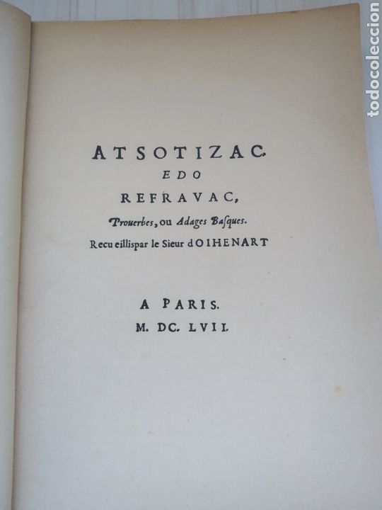 Libros antiguos: LES PROVERBES BASQUES - DOIHENART - Foto 3