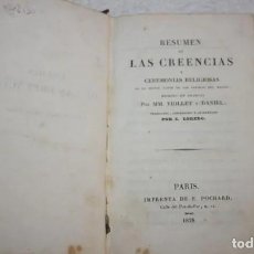 Libros antiguos: RESUMEN DE LAS CREENCIAS Y CEREMONIAS RELIGIOSAS , POR VIOLLET Y DANIEL, 1828 PEN. Lote 312608888