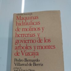 Libros antiguos: MÁQUINAS HIDRAULICAS DE MOLINOS HERRERÍAS GOBIERNO DE LOS ÁRBOLES Y MONTES DE VIZCAYA FACSIMIL VASCO. Lote 313368248