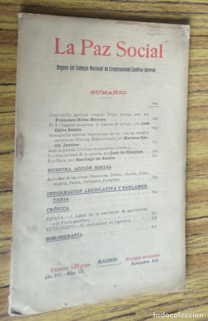 Antiquarische B&uuml;cher: LA PAZ SOCIAL - A&ntilde;o VII n&ordm; 105 noviembre 1915