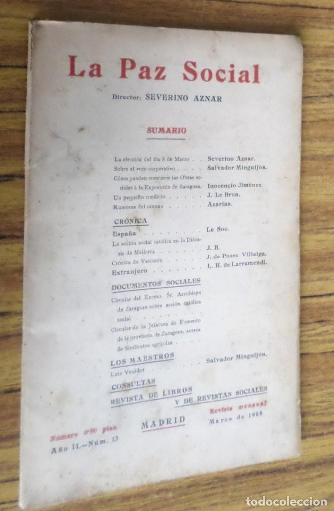 Antiquarische B&uuml;cher: LA PAZ SOCIAL - A&ntilde;o II n&ordm; 13 marzo 1908