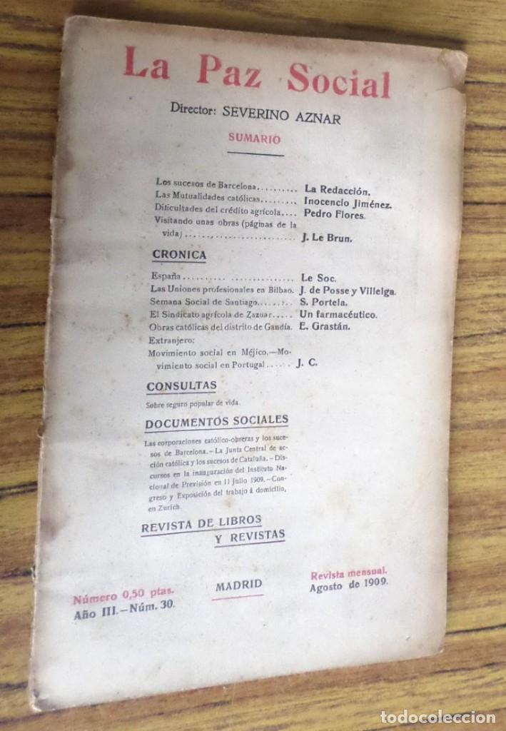 Antiquarische B&uuml;cher: LA PAZ SOCIAL - A&ntilde;o III n&ordm; 30 agosto 1909