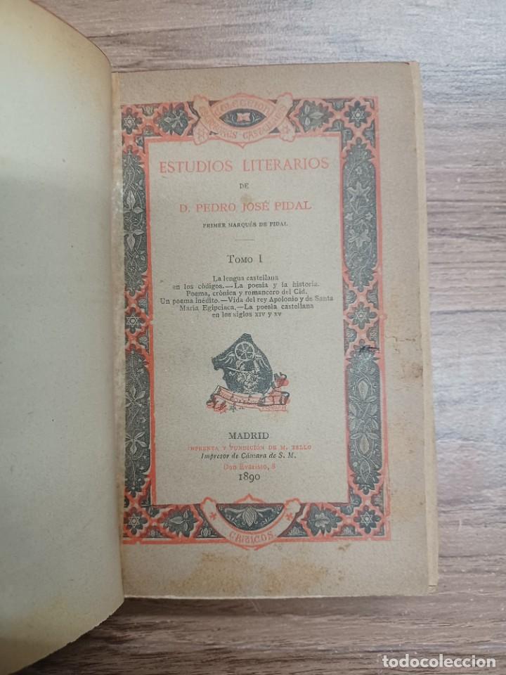 Libros antiguos: PIDAL, PEDRO JOS&Eacute;. ESTUDIOS LITERARIOS. DOS TOMOS - Foto 2