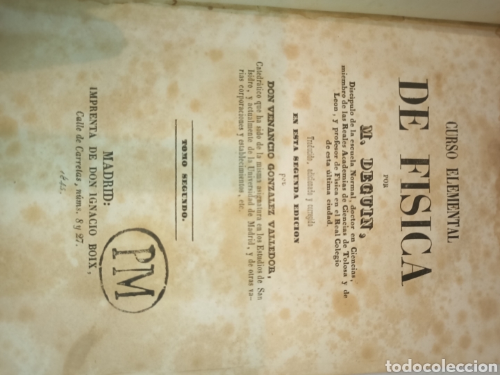 Libros antiguos: Curso elemental de f&iacute;sica a&ntilde;o 1845. M. Deguin - Foto 5