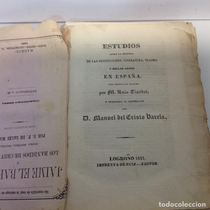 Livros antigos: ESTUDIOS SOBRE LA HISTORIA DE LAS INSTITUCIONES LITERATURA TEATRO Y BELLAS ARTES EN ESPA&Ntilde;A LUIS TIAR