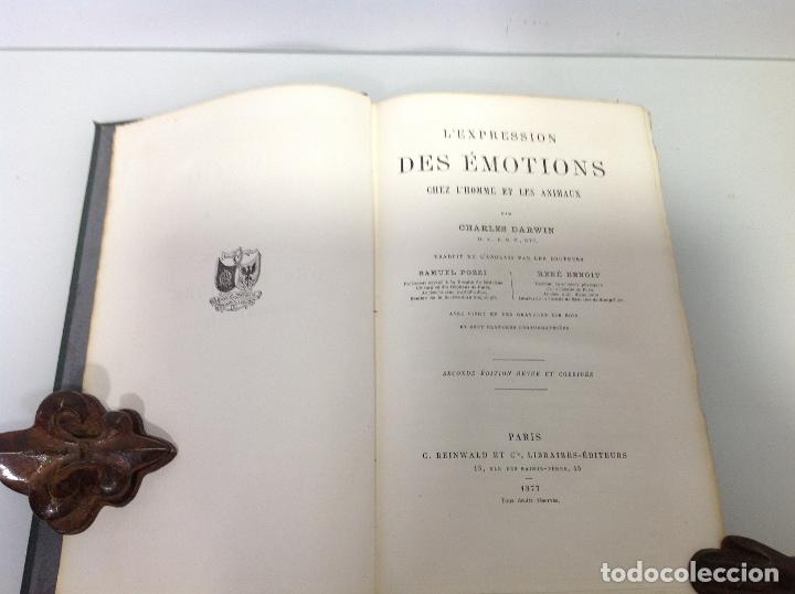 Libros antiguos: CHARLES DARWIN L�EXPRESSION DES EMOTIONS 1877 - Foto 4