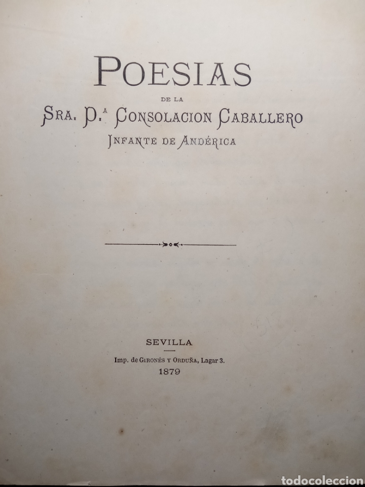 Libri antichi: Consolaci&oacute;n Caballero Infante de Anderica .poesias