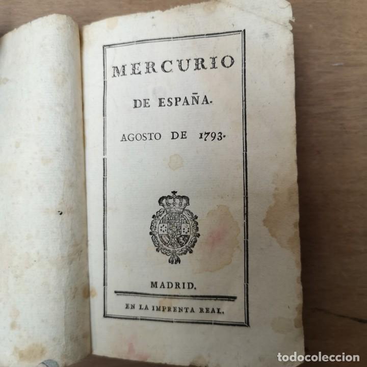 Libros antiguos: Mercurio de Espa&ntilde;a, Agosto 1793 - Foto 3