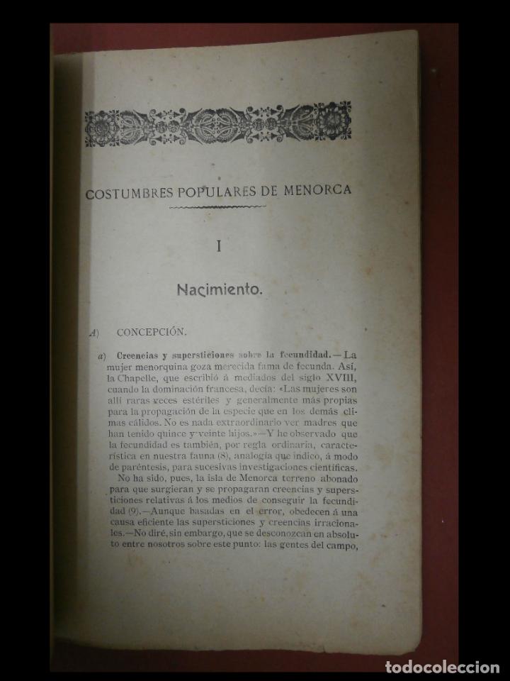Libros antiguos: Costumbres populares de Menorca. Pedro Ballester - Foto 2