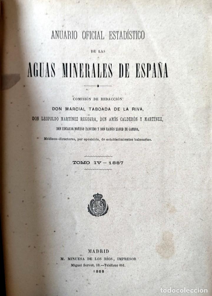 Libros antiguos: ANUARIO AGUAS MINERALES DE ESPA&Ntilde;A 1887 - Foto 2