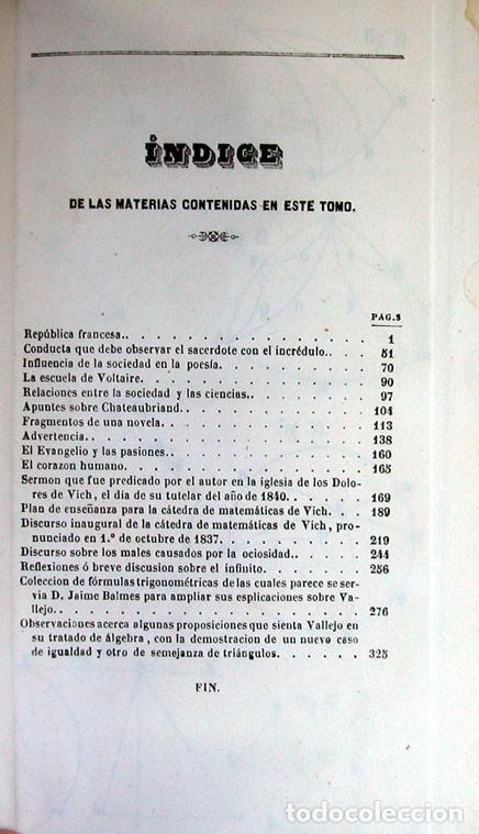 Libros antiguos: BALMES, Jaime. Escritos P&oacute;stumos. 1850. - Foto 4