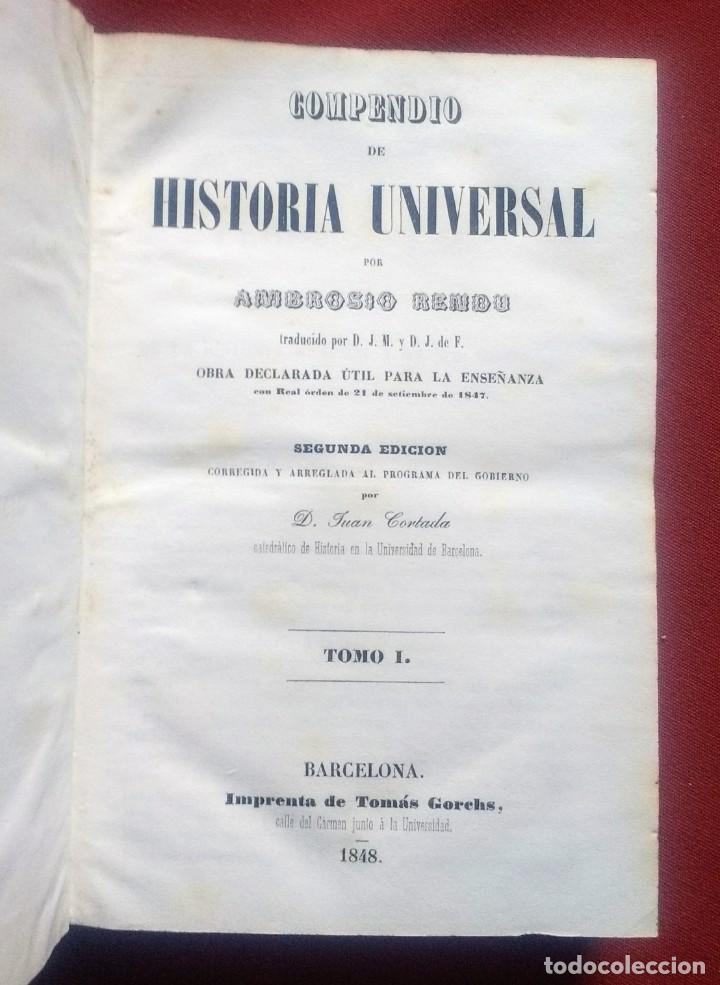 Libros antiguos: COMPENDIO DE HISTORIA UNIVERSAL - 1848 - RENDU - COMPLETA 3 TOMOS - Foto 5
