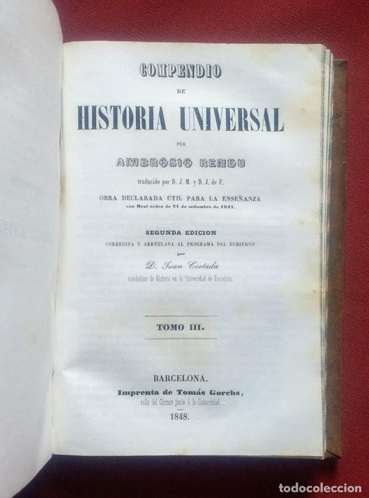 Libros antiguos: COMPENDIO DE HISTORIA UNIVERSAL - 1848 - RENDU - COMPLETA 3 TOMOS - Foto 7