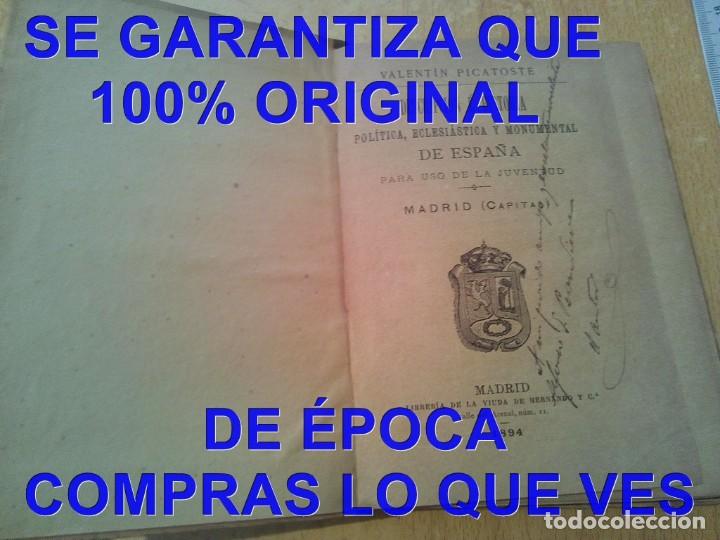 Old books: VALENTIN PICATOSTE MADRID FIRMADO Y DEDIC X DESCRIPCION HISTORICA DE ESPA&Ntilde;A PROVINCIA W2