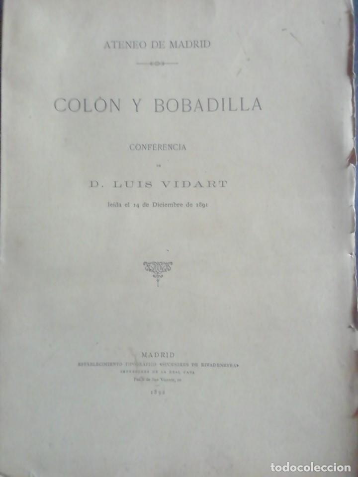 Libros antiguos: COL&Oacute;N Y BOBADILLA. LUIS VIDART. 1892 - Foto 1