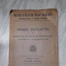 Libros antiguos: PRIMER ESCALAFON DE MAESTROS DE ESCUELAS NACIONALES 1933. INSTITUTO DE BELLAS ARTES. Lote 321620278