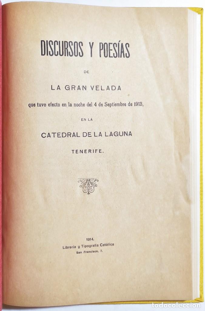 Libros antiguos: DISCURSOS Y POES&Iacute;AS DE LA GRAN VELADA, 4 SEPT 1913. CATEDRAL DE LA LAGUNA, TENERIFE. 1914. CANARIAS.